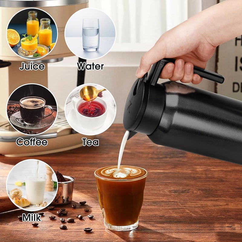 ShineMe Thermal Coffee Carafe, 40oz(1.2L) Stainless Steel Coffee Carafe for Keeping Hot Liquids, Travel Size Insulated Thermal Carafes for Coffee, Tea, Water, Beverage Dispenser(Black) - Image 3
